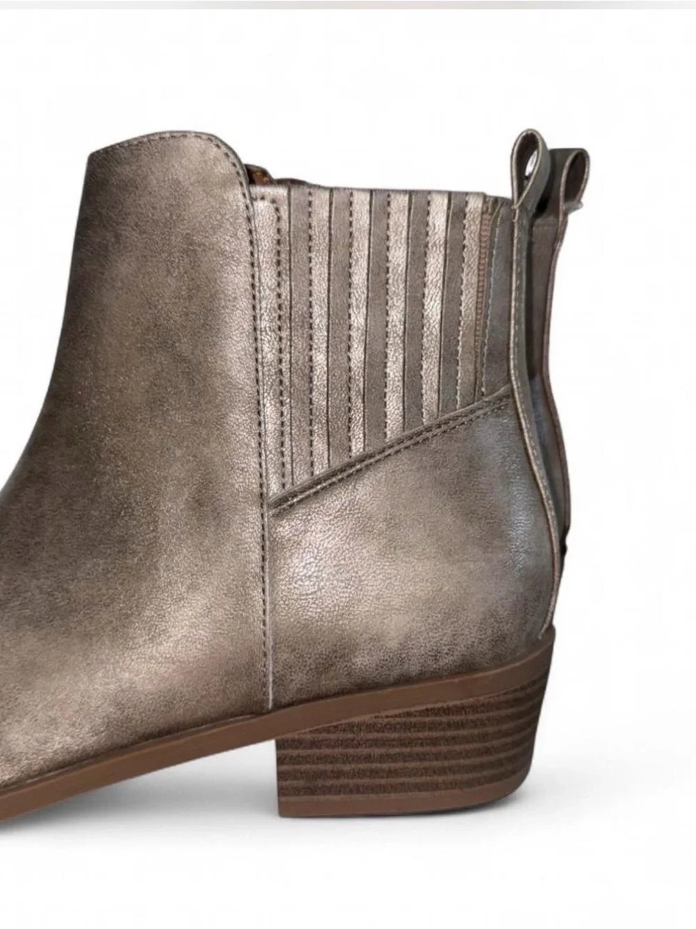 Wonder Nation Girls Metallic Taupe Gray Ankle Chelsea Boots Booties Size 6 NWT